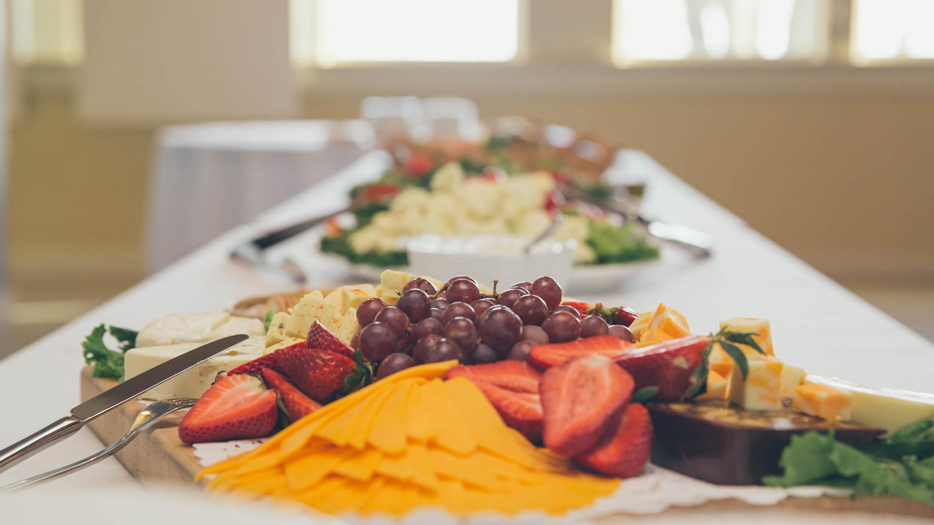 Cheese and Veggie plate on a buffet