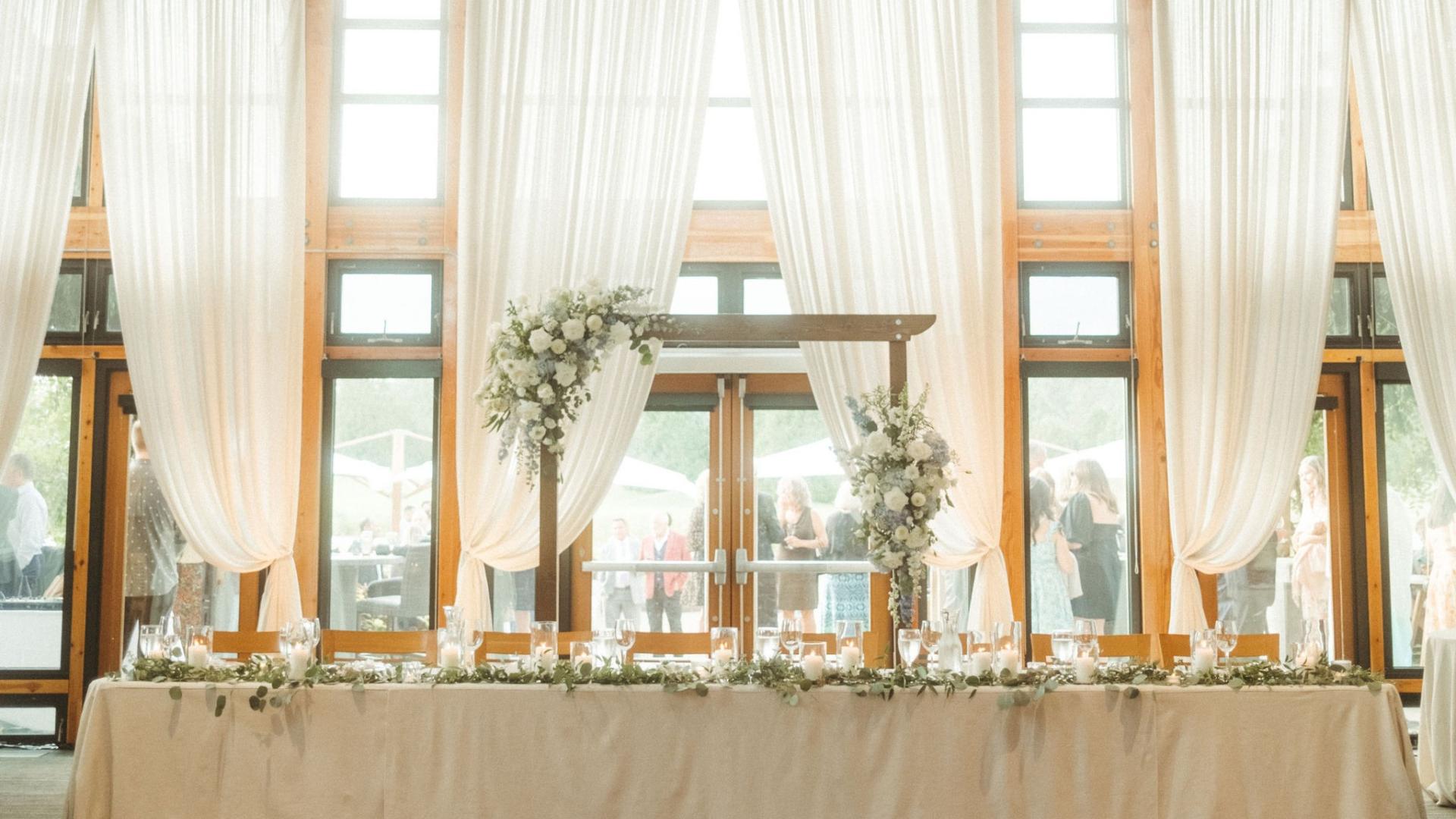 Head table at Riverway wedding