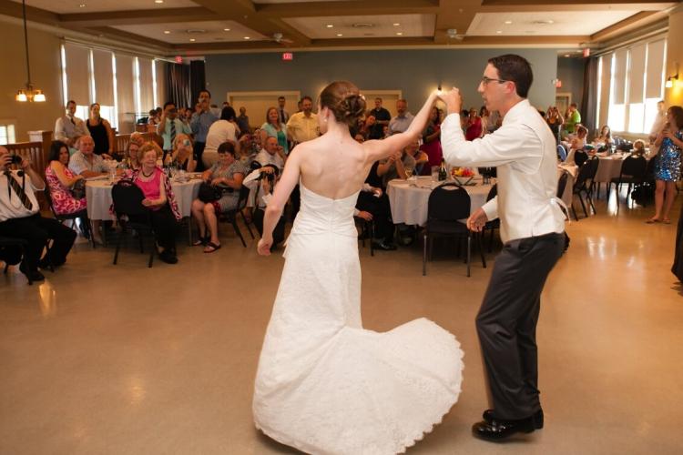 Newly weds enjoying their first dance